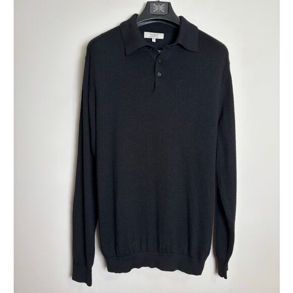 Turnbury Extra Fine Merino Wool Sweater SZ Large Black Men's Collared Polo - Picture 1 of 7